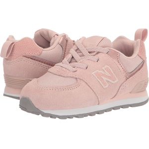 NIB toddler 574 bungee lace sneakers pink/white